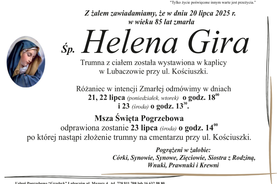 Zmarła Helena Gira [85 lat]